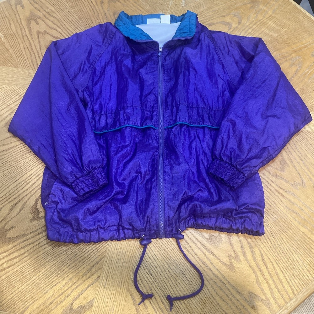 Vintage 90s‎ Windbreaker Jacket Basic Editions Retro Colorblock Purple Small